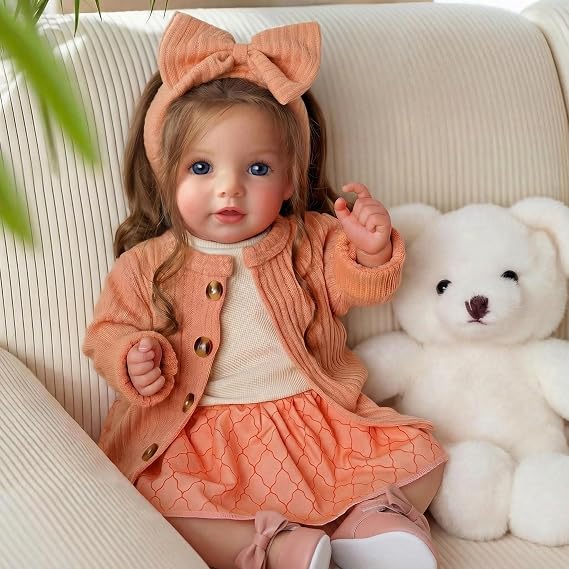 BABESIDE 20 Inch Reborn Baby Dolls with Brown Hair and Play Accessories