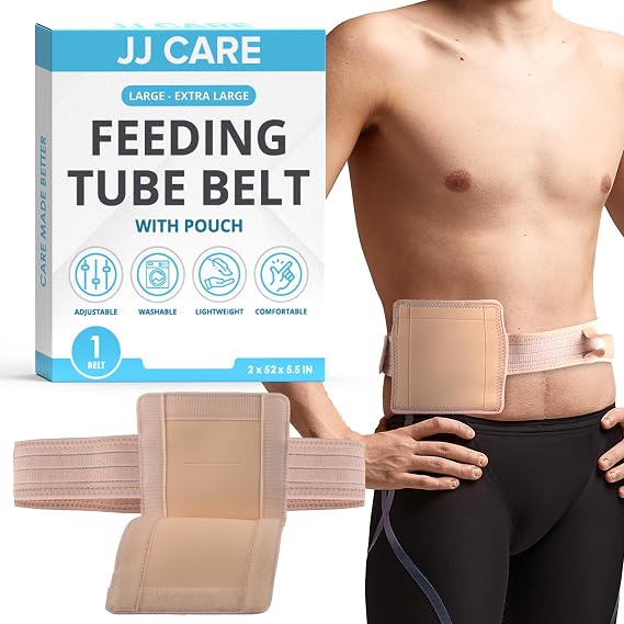 Feeding Tube Belt (Large/Extra Large), Breathable PEG Tube Belt, Nylon Fabric Gtube Belt Compatible with PEG Tubes and Gastrostomy Tubes, Adjustable and Washable G Tube Holder