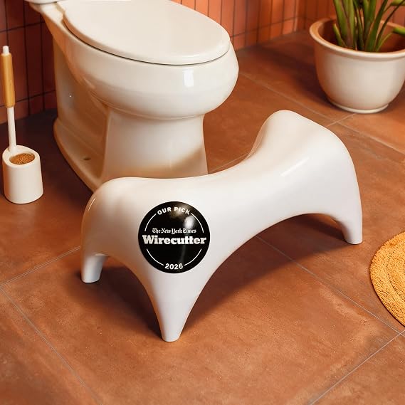 TUSHY Ottoman Premium Toilet Stool, Relaxed 7.5 Inch, White/White