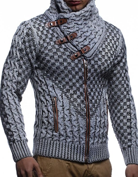 Leif Nelson Men's Knitted Jacket Turtleneck Cardigan Winter Pullover Hoodies Casual Sweaters Jumper LN5340