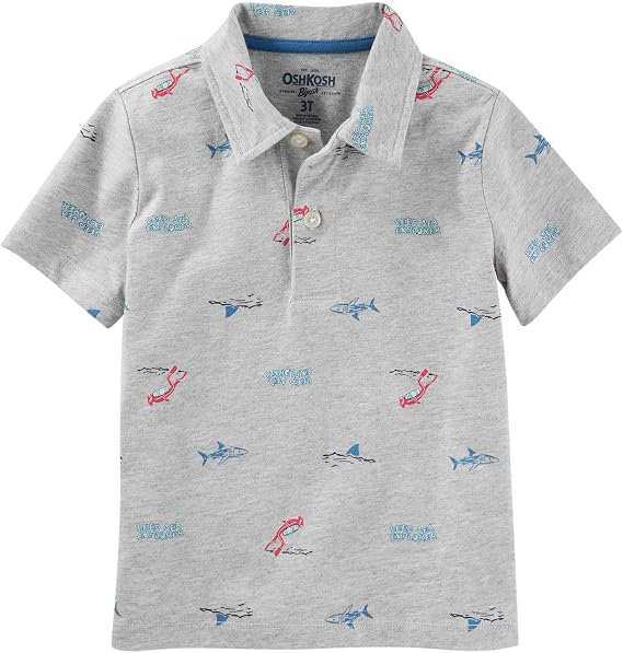 OSHKOSH B'GOSH Baby Boys' Scuba Diver Jersey Polo, 18-24 Months Gray