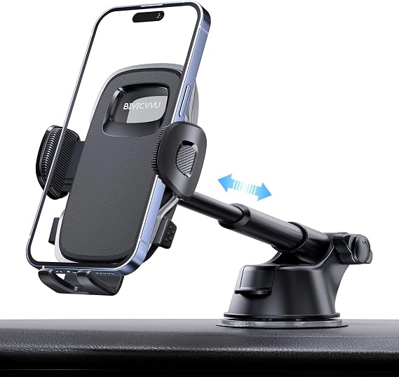 Car Phone Holder Mount, Phone Holders for Your Car Dashboard Windshield, 360 Adjustable 4.8-7 Telescopic Arm, Suction Cup Cell Phone Holder for Truck Universal Car Mount for All Smartphones