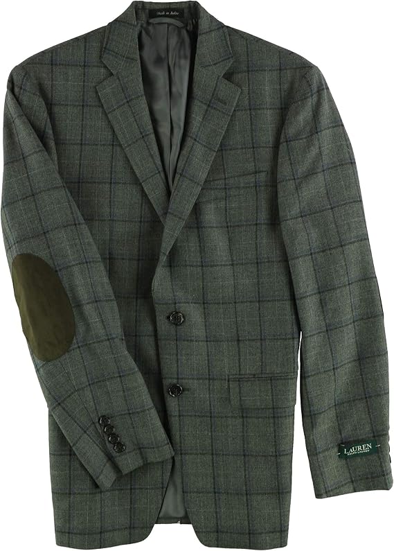 Ralph Lauren Mens Windowpane Two Button Blazer Jacket