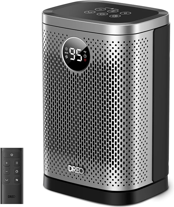 DREO Space Heater for Indoor, Portable Heater, 1500W Compact Ceramic Convection Electric Space Heater,70Oscillating, Remote, 3-Heat Levels