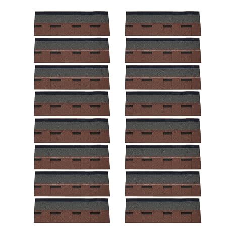 16 Pcs 0.2 inch Asphalt Roof Shingle, 39 x 13 inch Tile Repairing Self Adhesive Shed, Roof Asphalt Tile Facilitate Roof Repairing for Storage Shed, Architectural, Residential, Garage Roof, Brown
