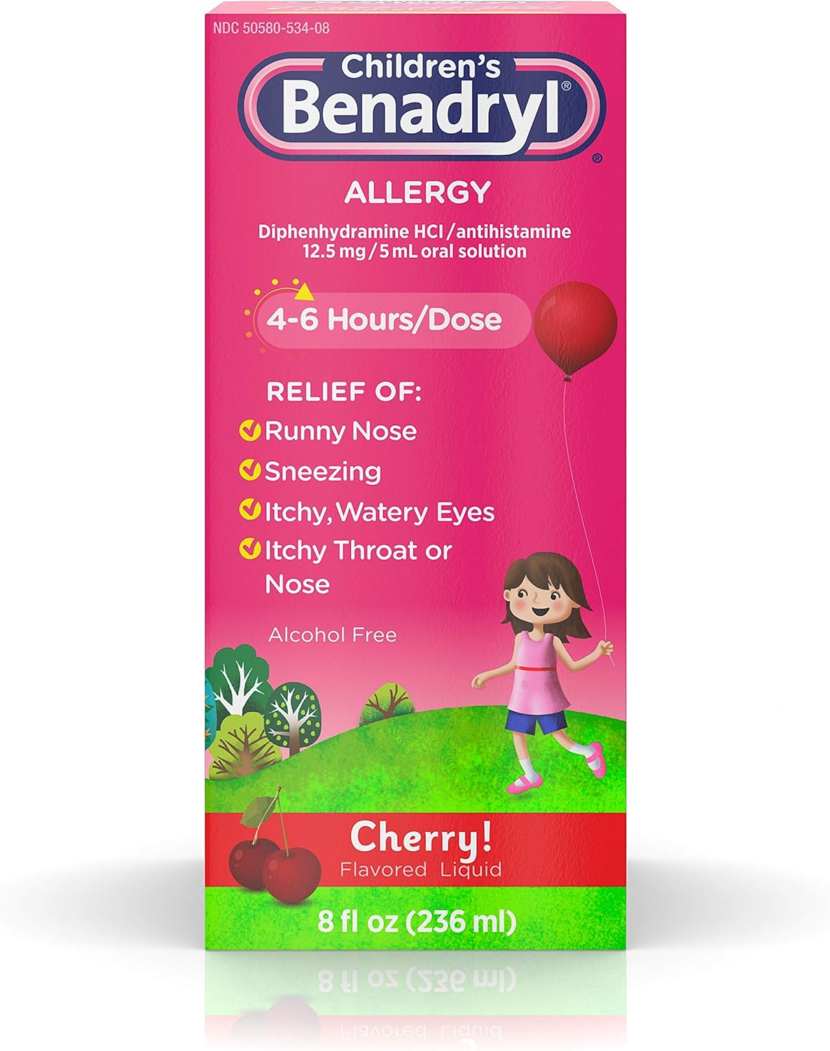 Childrens Benadryl Allergy Liquid Cherry 8 oz