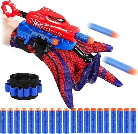 Web Shooters Toy for Kids, Toys for 3-12 Year Old Boys Web Slinger Boy Toy with Glove Launcher, Toys for Age 5-7 4-6 6-8 Outdoor Game for Birthday Halloween Christmas Basket Stuffers (1 Pair)