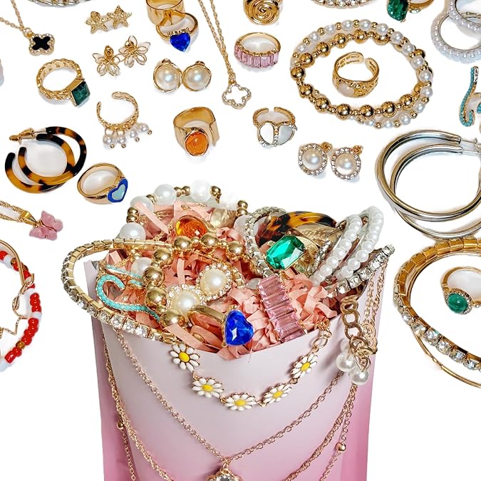 Mystery Jewelry Box for Women 10 Surprise Pieces, Random Rings, Earrings, Necklaces & Bracelets, Fun Gift Idea