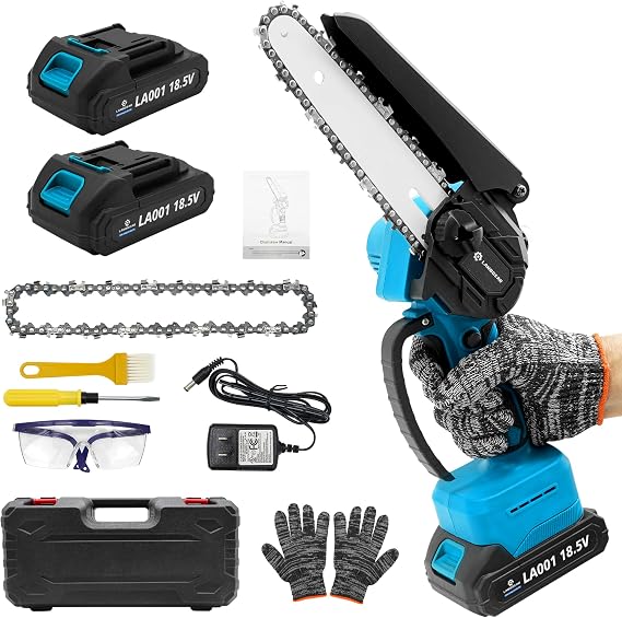 Mini Chainsaw Cordless 6 Inch Electric Chainsaw pruning saw Battery Powered Handheld Portable Chain Saw With 2 Batteries/Automatic Oiler for Tree Trimming Wood Cutting Pruning Garden
