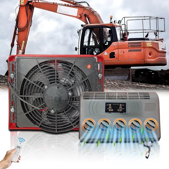 24V Air Conditioner 8300 BTU, Parking Truck 24 Volt DC Air Conditioner, Split Mini Electric AC Unit, Quiet A/C Powerful 850W Fast Cooling for Agricultural/Engineering Vehicle, Excavator, Tractor, Van