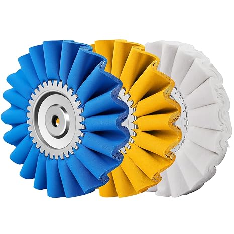 3 PCS 10" S-Shape Airway Buffing Wheel Kit, Flange-Free Solid Hub