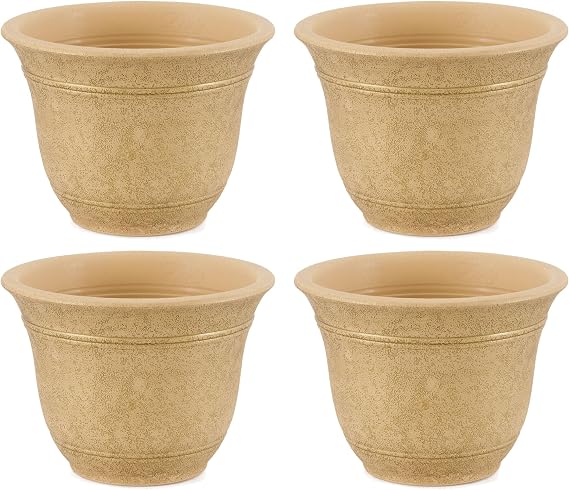 The HC Companies Sierra 10 Inch Self-Watering Planter, Arizona Sand, 4-Pack