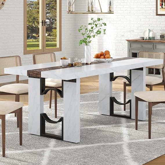 Loomie 71 Inch Dining Table for 4-8 People, Large Rectangular Kitchen Table