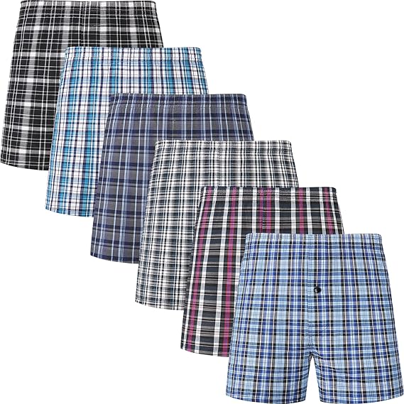 JupiterSecret Men's Underwear Woven Boxers for Men Pack Cotton Boxer Shorts Elastic Waistband