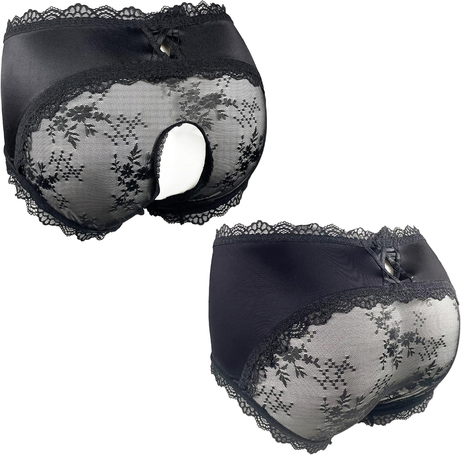 Femboy Sissy Black Mens Pouch Panties Mens Hipster Panty Lace Bikini Briefs Lingerie Underwear For Men-Manties