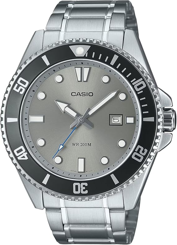 Casio Men's Analogue Digital Watch with Stainless Steel Strap MDV-107D-8AVDF, Silver, Strap, Silver, Bracelet