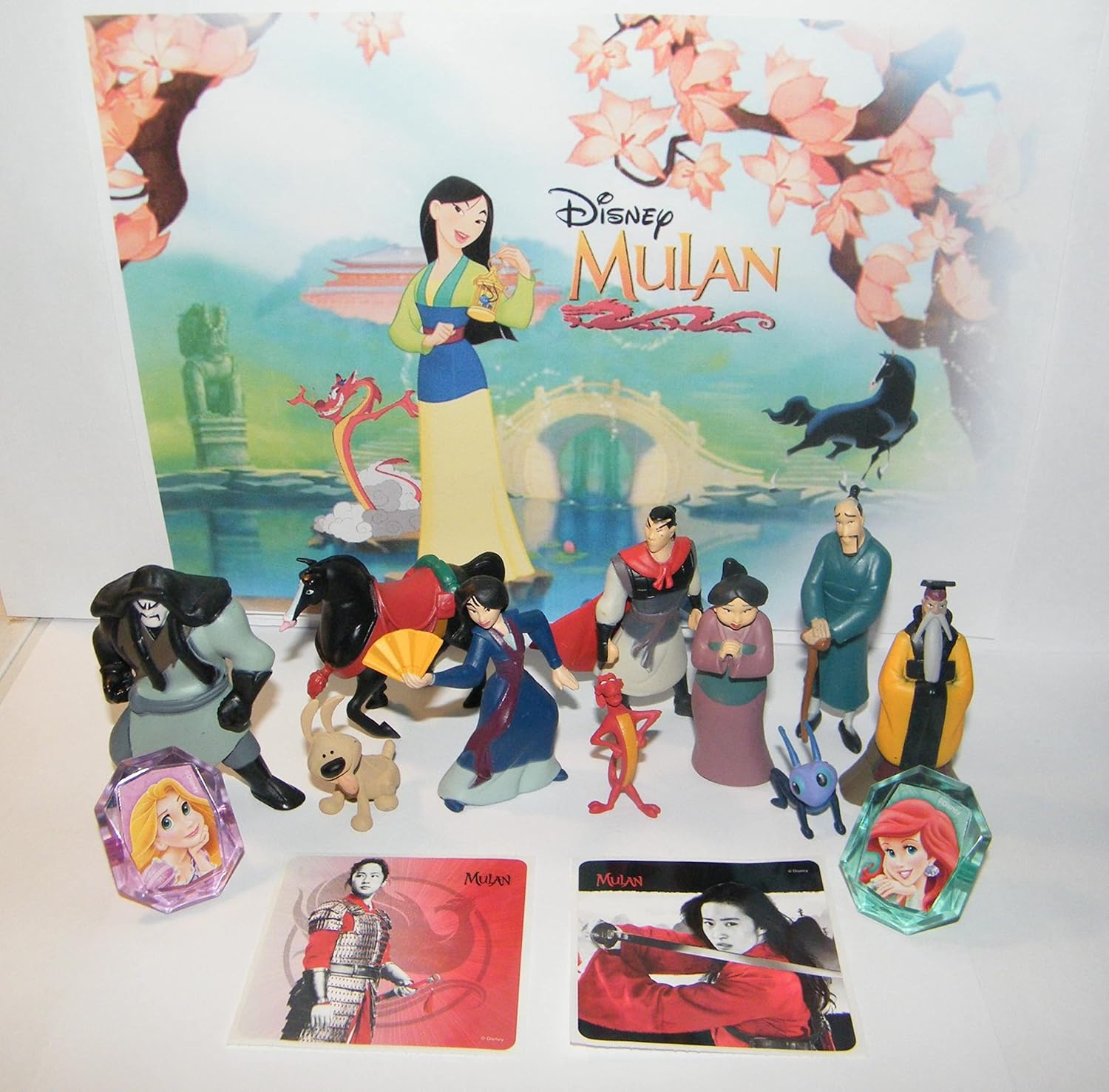 HAPPITOYS HappiToys Mulan Movie Quality Figure Set Toy Set with 10 Detailed Figures, 2 Stickers andRings Featuring Dragon Mushu