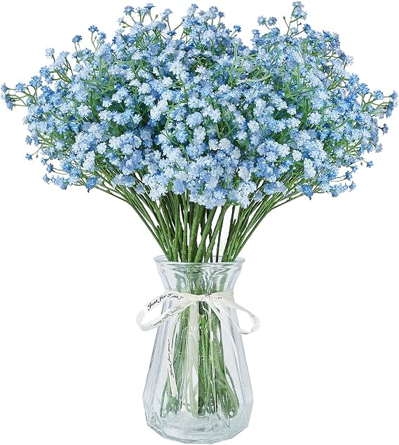 Babys Breath Artificial Flowers Bulk 30 Pcs Blue Gypsophila Faux Flowers