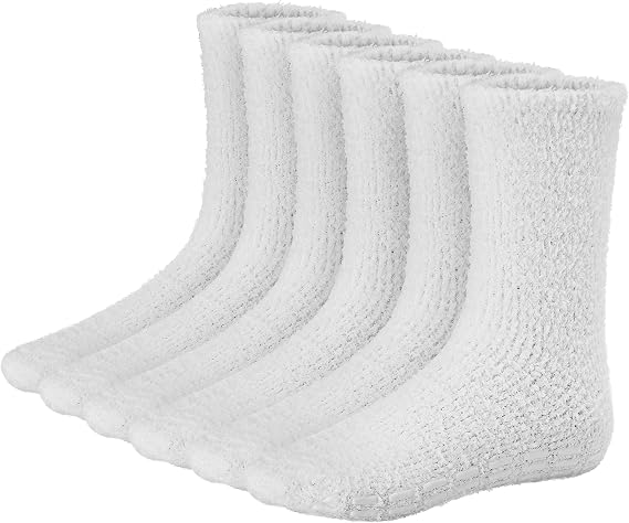 Debra Weitzner Mens Fuzzy Socks with Grips 5/6 Pairs Microfiber Plush Sleeping Socks Soft Anti-Skid Solid