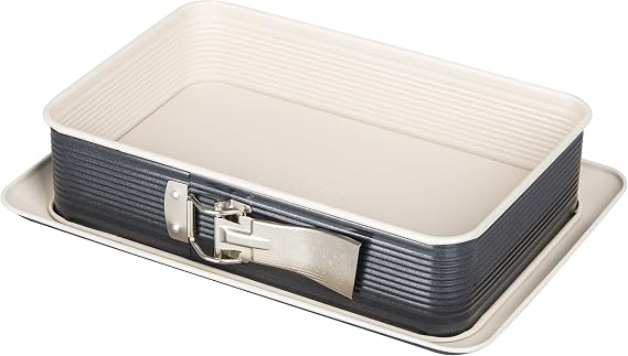 Zenker Rectangular "Creme Noir" Springform, Grey/Beige, 11.02 x 7.09 x 2.76"