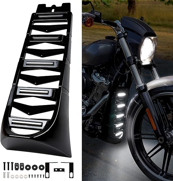 Motorcycle Front Chin Fairing Spoiler Assembly for Harley Davidson Softail Breakout, Front Lower Radiator Cover for Harley Davidson Softail Breakout Street Bob Fat Bob 2018-2024 Accessories