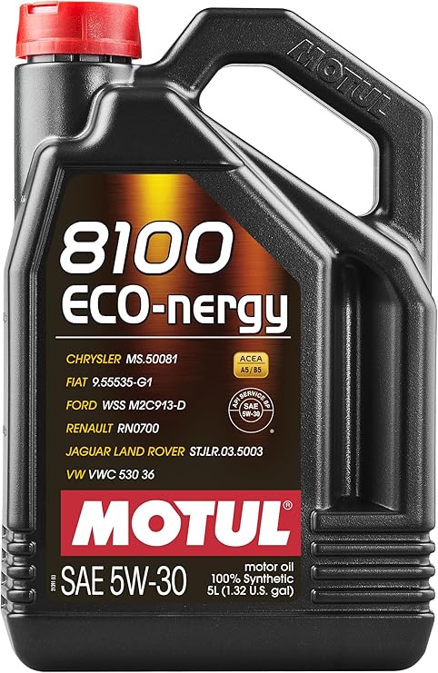 Motul 8100 ECO-nergy 5W-30 Full Synthetic Motor Oil with Advanced Low-Friction Formula ACEA A5/B5 & API SP Approved for Ford, Jaguar Land Rover, VW & European Applications 5 Liter