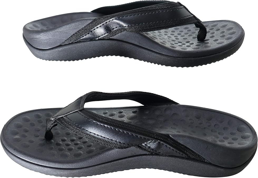 Orthotic Sandals. Plantar Fasciitis Relief with built in Arch Support & Heel Cup. Lighweight & Comfortable. Black.