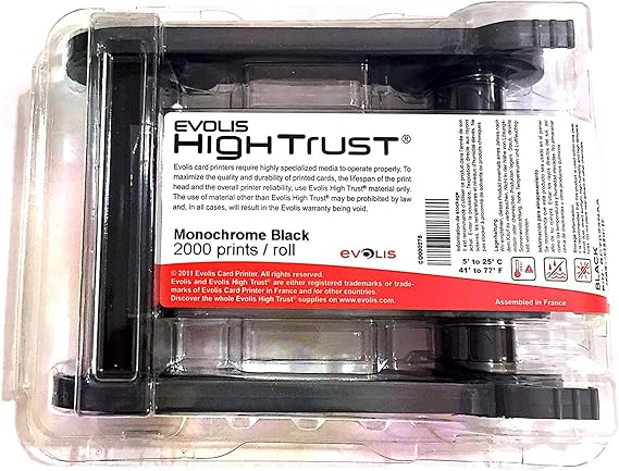 Evolis RCT023NAA Black Print Ribbon - Print Ribbons Zenius Primacy, Black, Thermal Transfer, Black, Grey