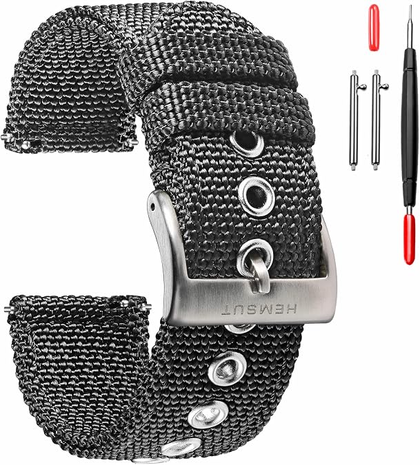 torbollo Nylon Weaved Watch Strap, Men Watch Bands for Classic Watch, 18mm 20mm 22mm 24mm Quick Release Sturdy Replacement Watch Wrap for Women