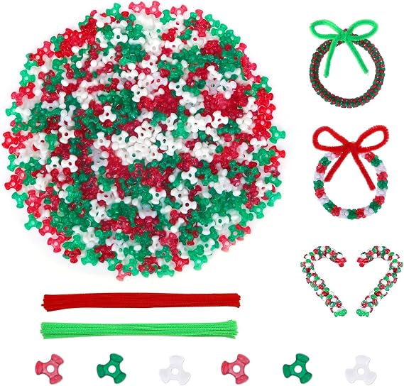 Christmas Triangle Beads Beaded Ornaments for Christmas Wreath Tree Decor