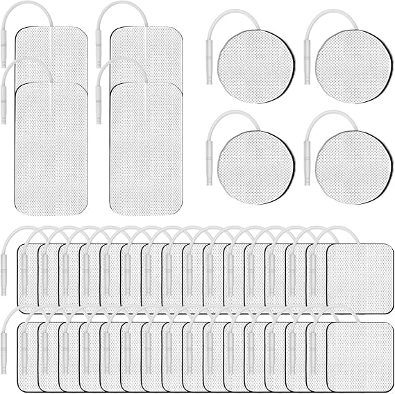 40PCS TENS Unit Replacement Pads, Electrode Pads with Self-Stick Performance and Non-Irritating, Compatible with TENS Use 2mm Pin Connector Such as AUVON TENS, TENS 7000, Etekcity, Nicwell Care Tens