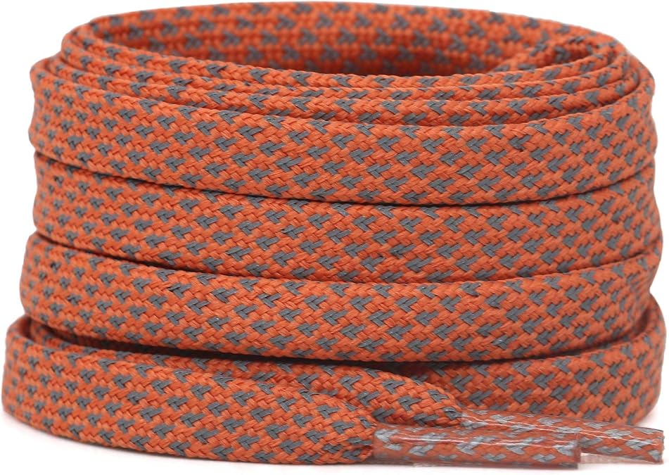 DELELE Flat Reflective Shoe Laces: 2 Pairs Safety Shoelaces for Sneakers