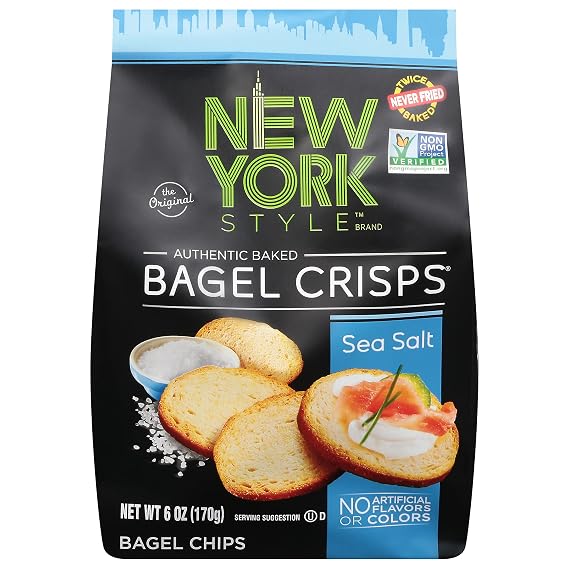 New York Style Bagel Crisps, Sea Salt, 6 Ounce