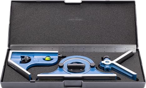 4 pc 12" Machinist Combination Square Set, Includes Square Head, Center Head, Protractor Head, Blade