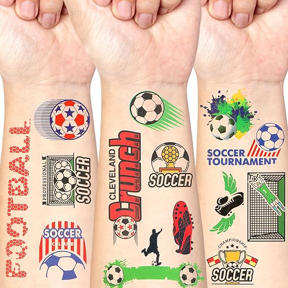 Soccer Temporary Tattoos World Cup 2026, 60Pcs Soccer Ball Sports Themed Party Favor Supplies, Football Sports Theme Fake Tattoo Stickers Birthday Party Decorations