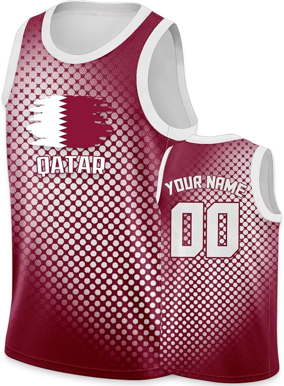 Qatar Custom 23/24 Basketball Jersey Sports Practice Basketball uniform for Men Youth Women Fans Gifts Personalize Name Number