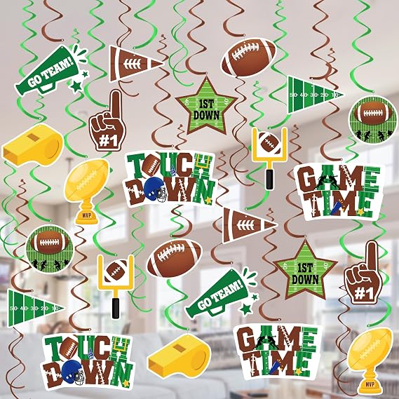 36 Pcs Football Decorations Hanging Swirls - NO DIY American Football Theme Party Ceiling Decorations, Football Hanging Swirls Decorartions for Super Bowl Game Day Sport Decorations Party Supplies