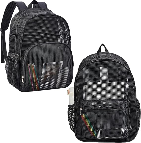 COVAX Mesh Backpack for School, Semi-Transparent See Through Mesh Bookbag for Men Women
