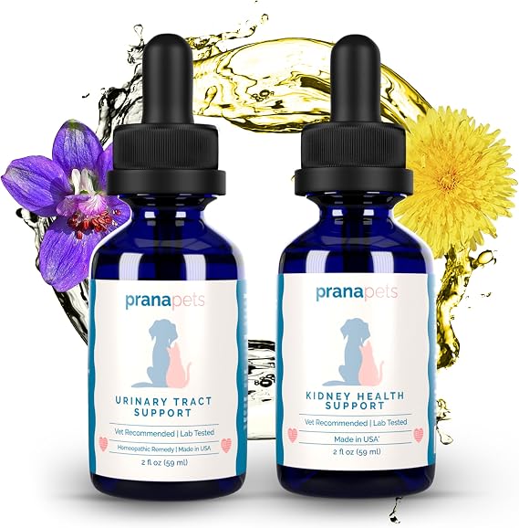 PranaPets Complete Bladder Pack Kidney Health Support Supplement for Pets | Urinary Tract Support Liquid Supplement for Dogs & Cats