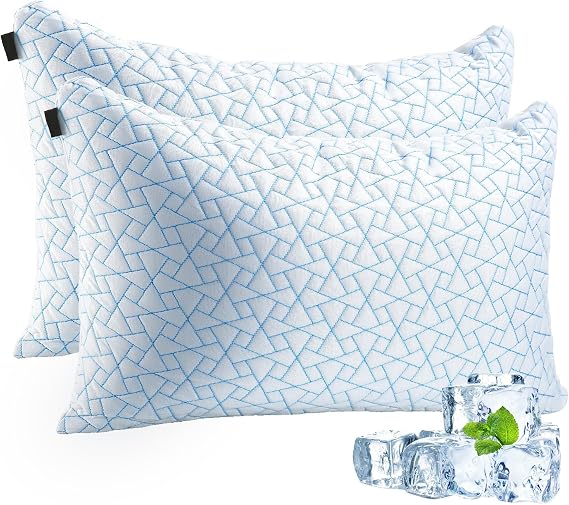 A-Pce Adjustable Loft Cooling Pillows 2 Pack Hotel Quality (76x51cm) | Super Support Memory Foam Pillow with Removable Pillowcase Hypoallergenic & Dust Mite Resistant for All Sleepers