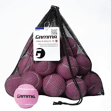 GAMMA 18-Pack Pink Pressureless Tennis Balls - Sturdy Mesh Bag with Drawstring for Easy Transport - Bag-O-Balls
