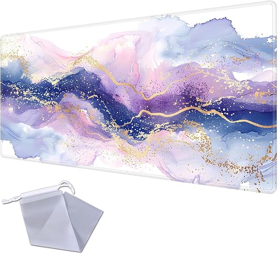 for MTG Playmat for Trading Card Games, Non-Slip Rubber Smooth Surface with Stitched Edges, Durable Desk Pad for Card Games, Custom Playmat Anime Playmat, Purple Gold Marble