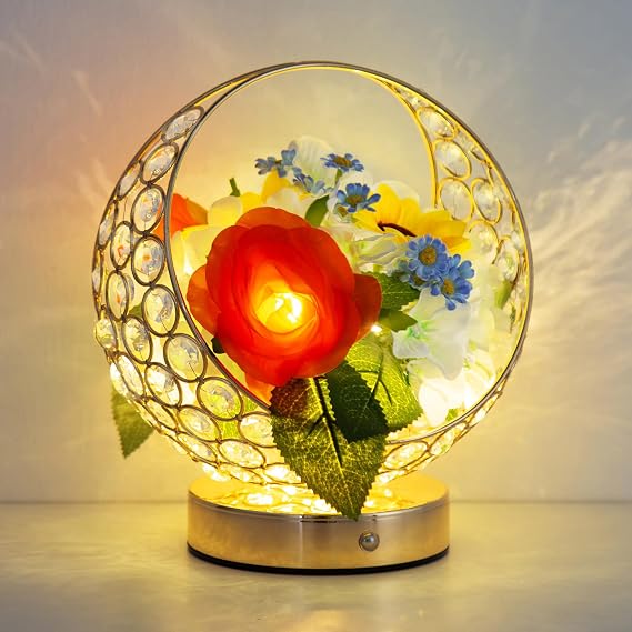 Birthday Gifts for Women Rose Hydrangea Sunflowers Flower Lamp | Thinking of You Unique Gift Baskets for Festival Restaurant Bedroom for Grandma Wife Best Friends Self Care Gifts