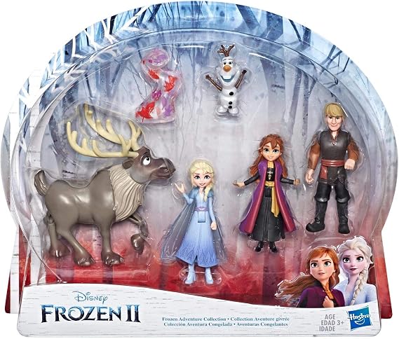 Disney Frozen Adventure Collection, 5 Small Dolls from Frozen 2, Anna, Elsa, Kristoff, Sven, Olaf, Gale Accessory