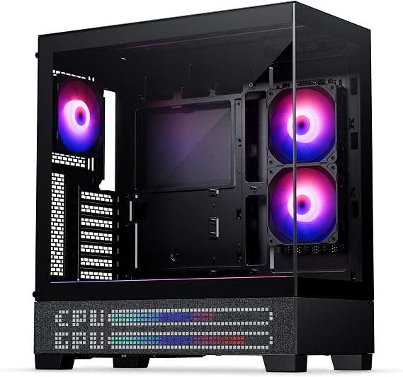 Phanteks XT View Matrix Mid-Tower ATX Gaming PC Case, 600-LED Matrix Display, Tempered Glass Front & Side Panels, USB-C 3.2 Gen2, 3X D-RGB Fans Included, Rear-Connector Ready (Charcoal Black)