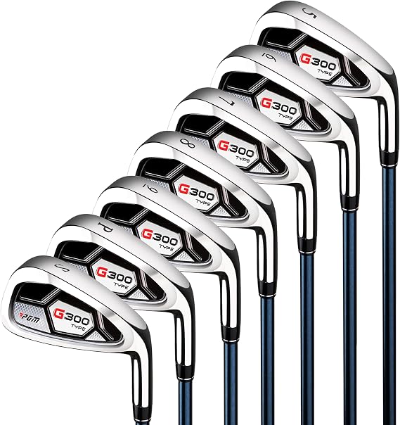 PGM 7 Piece Mens Golf Iron Set for Right Handed with Forgiving Design | Cavity Back Wide Sole Golf Club Iron with Precision Balanced Shaft and Easy Control Grip Includes 5 to 9 PW SW