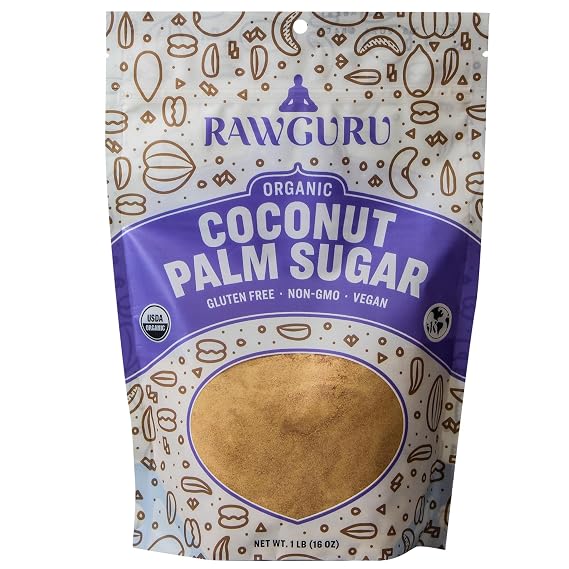 RawGuru Organic Bali Coconut Palm Sugar - 16 oz - Gluten-Free | Non-GMO | Vegan | Kosher | Low Glycemic | Unrefined