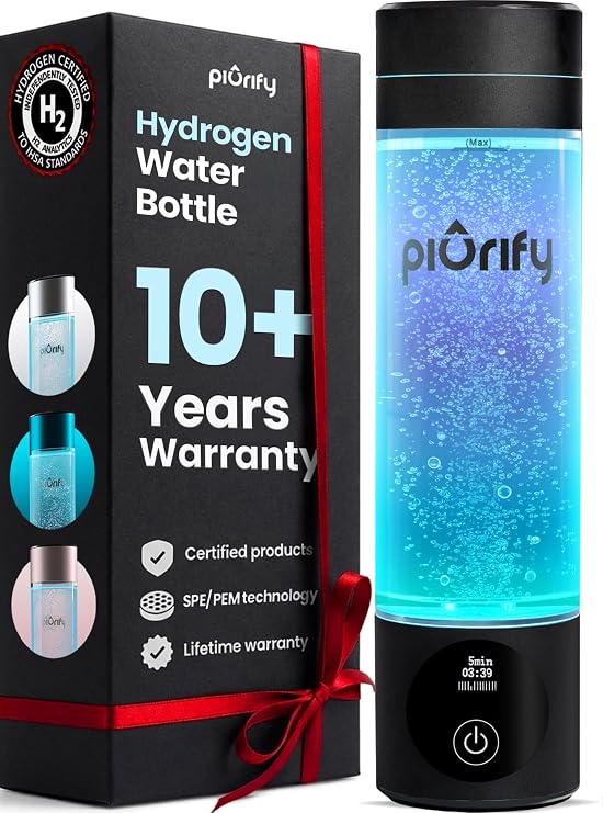 PIURIFY Hydrogen Water Bottle Generator | 6300+ PPB in 3 Cycles | 10 oz