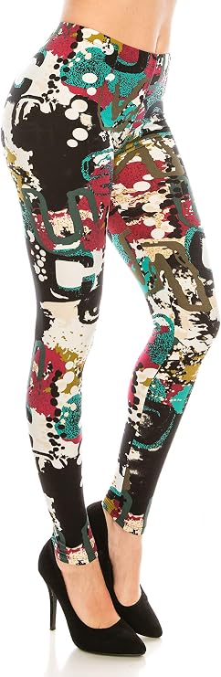 Eevee Women's Basic Comfort Stretch Soft Solid and Stylish Print Leggings BAT#3