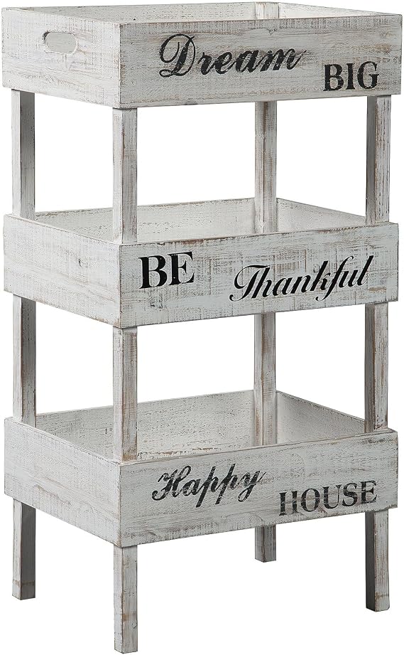 Signature Design by Ashley Yulton Farmhouse Shelf with Storage Trays, Antique White